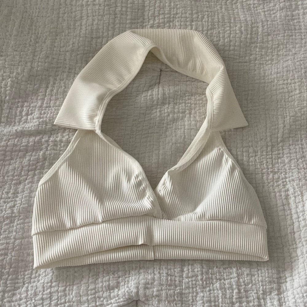 Edikted white collared crop top